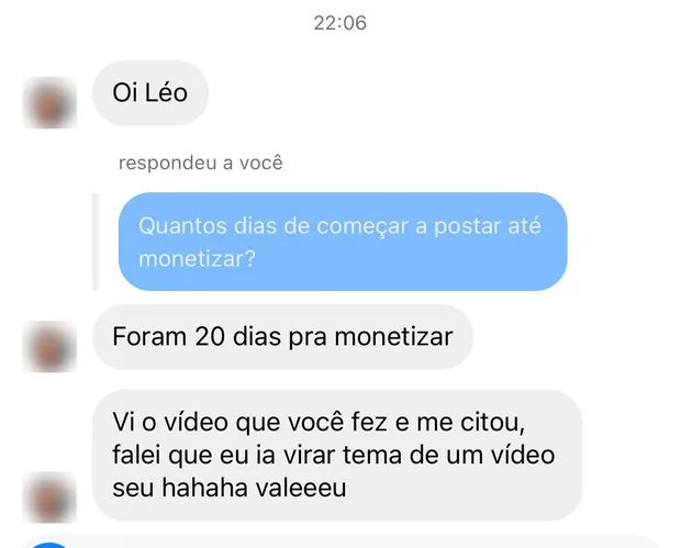 Conversa no direct. Pergunta: quantos dias de começar a postar até monetizar? Resposta: Foram 20 dias pra monetizar. Vi o vídeo que você fez e me citou.